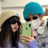 Estilo coreano ins vintage outono e inverno casal todos os jogos simples carta bordada malha chapéu hip-hop lã chapéu frio na moda para homens e mulheres