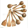 Juego de Utensilios de Cocina de Madera de Acacia, Espátula de Madera Maciza con Mango Largo, Cuchara para Sopa, Colador, Espátula para Cocinar, Herramientas de Cocina para el Hogar