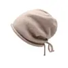 Gorro de Punto Grueso para Mujer, Otoño e Invierno, Versátil Cálido Coreano con Borde Enrollado, Gorro de Punto de Moda Famoso en Internet para Clima Frío