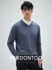 Suéter de Hilo Suave como una Nube, Cálido para Invierno, Amigable con la Piel, Cuello en V para Hombre, Térmico y Versátil para Viajar al Trabajo, Para Usar en Capas, Tejido de Punto de Color Sólido