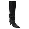2026 Nuevas Botas de Mezclilla Cuadradas Estilo Europeo y Americano para Mujer, Botas Casuales Fruncidas Hasta la Rodilla con Tacones Delgados, Botas de Moda Adelgazantes