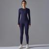 Traje de Yoga de Manga Larga de Nailon Lijado Nuevo Transfronterizo de Alta Elasticidad Transpirable Ajustado Traje Deportivo para Correr Fitness Conjunto de Dos Piezas