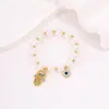 Pulsera de Ojo Dorada Retro Estilo Griego Que No Se Desvanece, Moderna y Elegante, Pulsera de Acero de Titanio Doble Capa para Palma de Ojo del Diablo