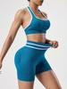 Conjunto Deportivo de Yoga de Color Contrastante sin Costuras para Mujer, Cobertura de Espalda, Sujetador Deportivo, Fitness para Correr, Shorts de Yoga Levanta Caderas