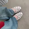 Zapatos de Mujer Retro Franceses de Piel Genuina de Boca Baja, Nuevos Zapatos Planos de Ballet Redondos de Lunares para Primavera y Verano, Zapatos Pequeños Versátiles de Piel