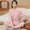 Conjunto de Ropa de Algodón Puro para Niños para Otoño, Ropa Interior Térmica para Jóvenes, Prendas de Punto para Estudiantes Niñas, Conjunto de Pijama para Niños