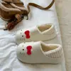 Zapatos de Algodón para Padres e Hijos Hello Kitty para Mujer Otoño/Invierno Ropa para el Hogar Ropa para Exteriores Impermeables Cálidos Punta Cerrada Suela Gruesa Pantuflas de Algodón para Niños