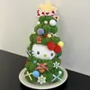 Hellokitty Árbol de Navidad Lazo Hecho a Mano Crochet de Lana Llavero Terminado Navidad Colgante Creativo para Bolsa