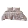 Juego de ropa de cama de lujo de seda helada de cuatro piezas para dormitorio principal de verano, que incluye sábana plana, sábana ajustable, funda de edredón y juego de ropa de cama de tres piezas