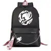Mochila escolar USB de dibujos animados transfronteriza de cola de hadas para jóvenes de primaria y secundaria, mochila casual con cinta para hombres y mujeres