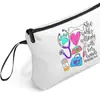 Bolsa de Lona Impresa con Cremallera de Venta Caliente Transfronteriza Gran Capacidad para Tarjeta de Identificación Pasaporte Libro Almacenamiento Conveniente Bolsa de Cosméticos para Mujer