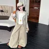 Conjunto de Ropa de Otoño para Niñas 2026 Nuevo Elegante Ropa de Otoño para Niños Ropa de Trabajo a Rayas Color Albaricoque Conjunto de Pantalones Moderno