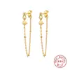 Corrente de contas de prata de lei S925 brincos de franja empilhados com estrela octogonal brincos brincos europeus e americanos mais vendidos brincos criativos para mulheres
