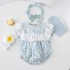2026 Pelele de Manga Corta para Bebé Conjunto Hermanas Pequeñas Orquídeas Mono de Triángulo para Gatear Vestido Exclusivo Transfronteriza Ropa Infantil