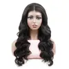 Peluca de encaje frontal para mujer europea y americana con cabello rizado largo de onda grande negro intenso peluca de encaje tocado pelucas