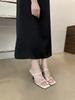 Sandalias Francesas de Punta Cuadrada para Mujer 2025 Nuevo Verano Estileto Nicho Elegante Una Línea Estilo Hada Sandalias de Tacón Alto