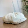 Chapéu Octogonal Bordado Japonês Retrô com Aba para Mulheres 2025, Chapéu Versátil Pintura de Nuvem para Primavera e Outono Que Faz o Rosto Parecer Menor, Tamanho Adulto