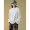 Nueva Camiseta Coreana de Color Sólido con Cuello Redondo para Primavera y Verano, Top Holgado Casual Suave y Cómodo para Mujer