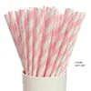 25 Peças em Estoque Atacado 6*197 Canudos de Papel Listrados Descartáveis Degradáveis Coloridos para Bebidas Chá de Leite