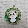 Accesorios para Joyería de Aleación con Goteo de Aceite de Animales de Dibujos Animados Panda Bambú Colgante para Llavero Pulsera Colgante para Cremallera