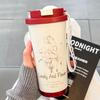 Taza termo de orquídea lirio de moda para niñas, taza de café de alto color, vaso para sorber de acero inoxidable, taza para estudiantes, taza para oficina