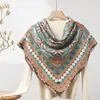 Lenço Quadrado Fino de Seda e Lã para Primavera e Verão o Ano Todo Feminino 200 Xale Étnico Lenço para Ar Condicionado Feminino Customização de Fábrica