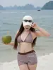 Biquíni Coco Mousse2027 listrado, design simples, modelador e valorizador, adequado para fontes termais e férias na praia, maiô feminino
