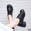Zapatos de tacón de cuña 2255 de corte profundo para mujer, Zapatos para madre, Zapatos planos de suela blanda para mujeres de mediana edad y mayores, Zapatos de cuero cómodos de tacón bajo con suela blanda