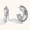 Joyería de Acero Inoxidable, Nuevo Estilo Popular en Europa y América, Diseño Exagerado Hueco, Pendientes de Alta Gama, Chapados en Oro de 18K, Pendientes de Moda con Diamantes