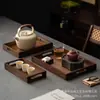 Bandeja Rectangular de Madera de Bambú y Nogal para Frutas Secas Plato para Té Plato para Té Plato para Cena Plato para Barbacoa Plato para Té