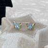 [Mariposa de agua fría transparente] Pendientes de mariposa azul con gotas de aceite degradado Pendientes de estilo nacional retro avanzado Pendientes dulces y frescos