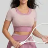 Top Deportivo Transpirable a Prueba de Golpes Juyitang con Bloques de Color, Falso Dos Piezas, Manga Corta, para Yoga y Entrenamiento Físico para Mujer
