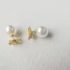 Brincos de Pérola Stud Perolados Meia-Lua Brincos de Pérola Grandes Temperamento Elegante Versátil Brincos Stud Luxo Leve High-End Brinco Simples