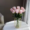 Buquê de rosas flores artificiais simulação flores de plástico arranjo de flores arte floral biomimética buquê de mão flores secas realista decoração de casamento
