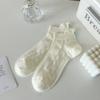 Meias com Laço para Mulheres, Meias Curtas Fofas Estilo Ballet Japonês, Algodão Puro, Meias Curtas Brancas de Malha Fina para o Verão