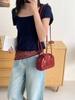 Bolsa de boliche casual simples de cor doce estilo coreano 2025, bolsa transversal feminina requintada de nicho