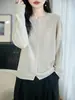 Elegante y duradero top de lentejuelas con cuello redondo, diseño simple y elegante, ligero y transpirable, perfecto para el atuendo de trabajo de otoño e invierno para mujer.