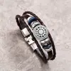 Pulsera de Cuero Tejida a Mano Nueva de Gran Venta Transfronteriza Anillo de Aleación Personalizado Creativo Decoración Pulsera Estilo Retro