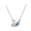 Colar Olho Grego Swarovski com Pingente de Corrente para Clavícula com Borla de Pérola e Cisne Dançante