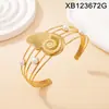 Pulseira Aberta de Aço Inoxidável Banhada a Ouro Estilo Europeu Pulseira de Concha do Mar Estrela do Mar Pérola Estilo Retro Luxo Leve Estilo de Férias