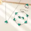 Conjunto de Joias de Aço Inoxidável de Quatro Peças com Trevo da Sorte de Quatro Folhas, Venda Quente Transfronteiriça, Luxo Leve, Versátil, Joias da Moda para o Dia a Dia