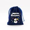 Atacado Sacos de Presente de Doces de Natal Véspera de Natal Embalagem de Maçã Saco de Armazenamento Azul Royal Tecido Flocado Cordão Aba Bolso Calças