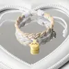 Pulseira de Casal Trançada de Algodão e Linho Original Fofa Ji Yi Xiaoba Ajustável Super Fofa Desenho Animado Melhor Amiga Pulseira Magnética para Mulheres