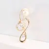 Moda Más Vendida Broche de Nota con Lazo y Perla Estilo Coreano para Mujer Corsage de Cristal de Alta Gama Incrustado con Diamantes Pin para Ropa