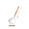 Espátula de cocina de acero inoxidable con mango de madera de haya, espátula para freír bistecs, espátula para teppanyaki y panqueques, espátula de mano para panqueques, espátula para bistecs
