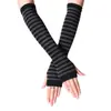 Verano manga larga protector solar rayada fabricantes al por mayor tejido dedo medio dedo de la mano muñeca moda mujer