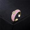 Anillo de apertura de aceite con gota de oro de 18 quilates chapado en joyería con microincrustaciones de circonita de cobre de moda europea y americana de fuentes transfronterizas antiguas y australianas