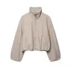 Moda Femenina Transfronteriza Estilo Europeo y Americano Versátil Dos Tonos Manga Larga Cremallera Suave Chaqueta Bomber