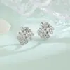 Brinco de Clipe Orelha Zircônia Espiga de Trigo Camada Dupla Sem Furo Estilo Mori Estilo Pastoral Brinco de Folha Sem Furo Clipe de Osso da Orelha Cheio de Diamante Pena