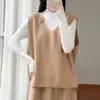 Nuevo Chaleco de Punto de Lana Pura con Cuello en V para Mujer Otoño/Invierno 2026 con Bordado Tridimensional, Top Capa sin Mangas